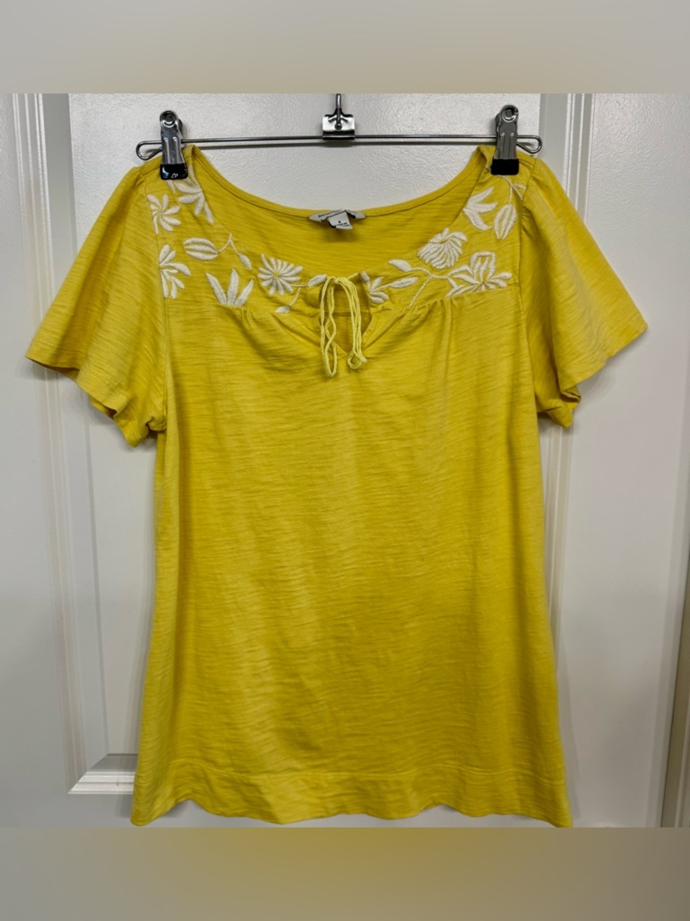 Banana Republic Yellow Scoop Neck Embroidered Tunic